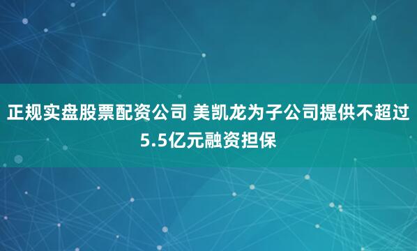 正规实盘股票配资公司 美凯龙为子公司提供不超过5.5亿元融资担保